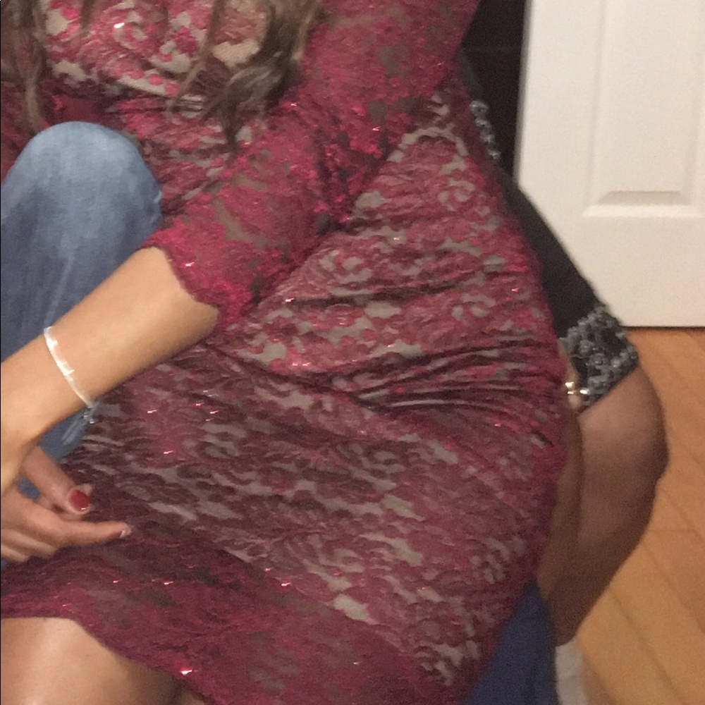 Red/burgundy lace dress
